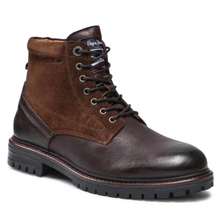 Botki damskie - Pepe Jeans Trapery Ned Boot Comb Warm PMS50214 Brown 878 - grafika 1