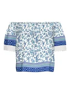 Koszulki i topy damskie - VERO MODA Women's VMMILAN SS Short Top, Dazzling Blue/AOP: Mira, M, Dazzling Blue/Aop:mira, M - miniaturka - grafika 1
