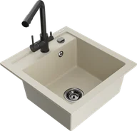 Zlewozmywaki z baterią - Mexen Vito zlewozmywak granitowy 1-komorowy z baterią kuchenną Duero, beżowy - 6503-69-671600-70 - miniaturka - grafika 1