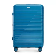 Walizki - Duża walizka z polipropylenu z błyszczącymi paskami - miniaturka - grafika 1