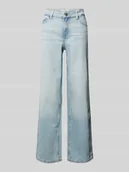 Spodnie damskie - Jeansy z szerokimi nogawkami i 5 kieszeniami - miniaturka - grafika 1