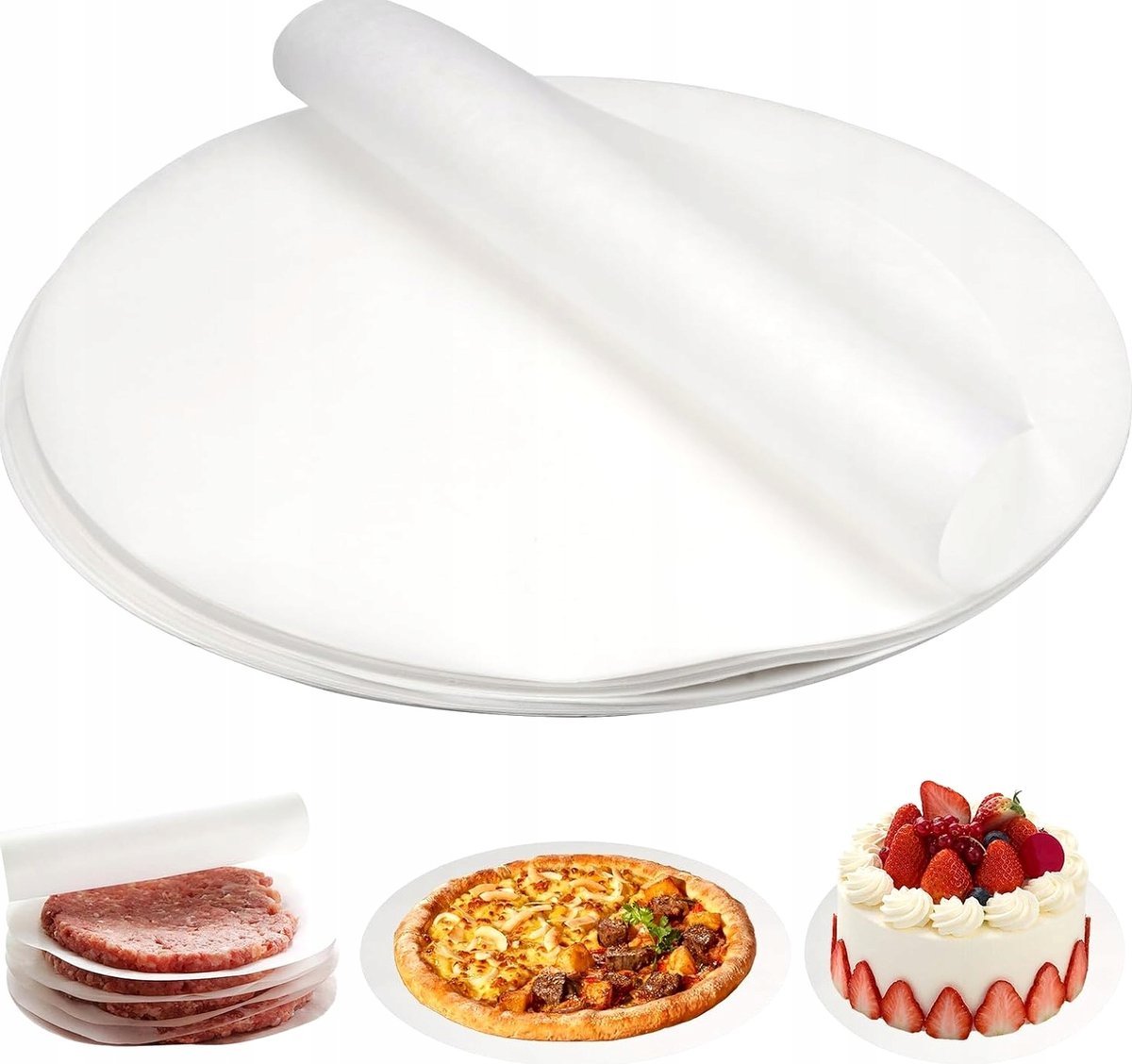 PAPIER DO PIECZENIA 150 SZTUK 26 CM OKRĄGŁY PERGAMIN NIEPRZYWIERAJĄCY