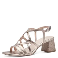 Sandały damskie - MARCO TOZZI Feel Me sandały damskie, miękka podszewka, wegańskie, 2-28359-42 sandały z obcasem, rose metallic, 38 EU - miniaturka - grafika 1