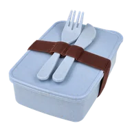 Zdrowa żywność - LunchBox ze sztućcami Niebieski 16 x 11 x 5cm - miniaturka - grafika 1