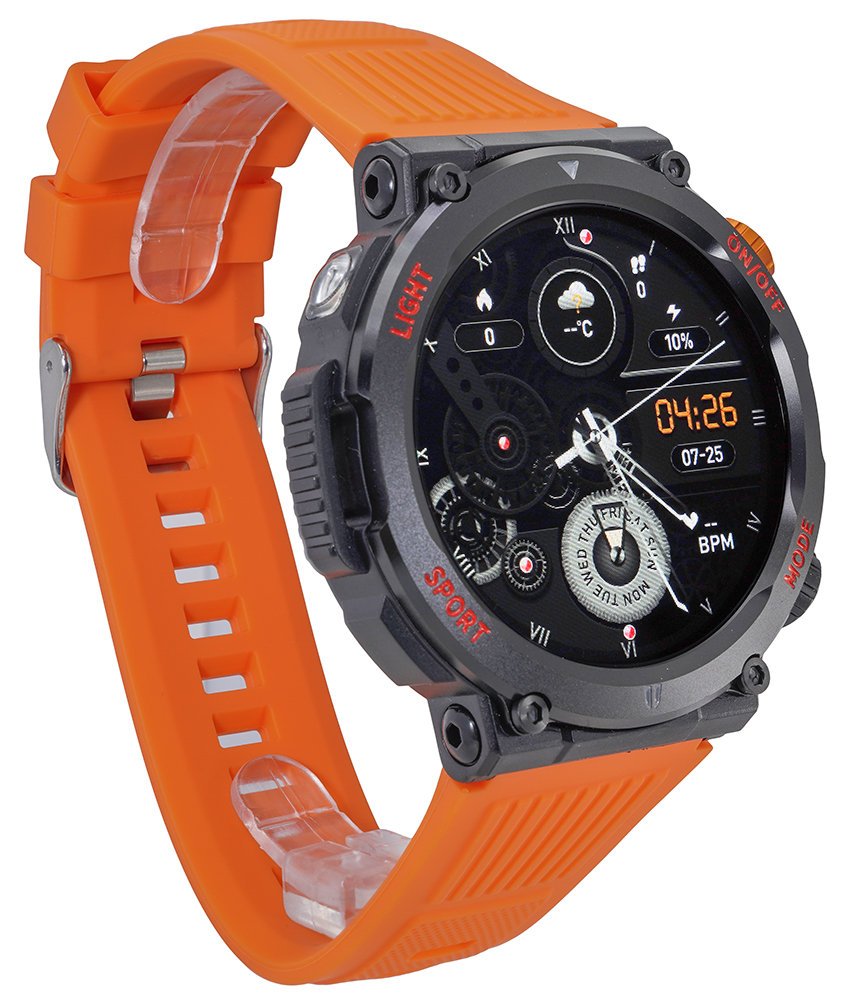 Hagen SMARTWATCH HB46-CZARNY POMARAŃCZOWY PASEK Z LATARKĄ
