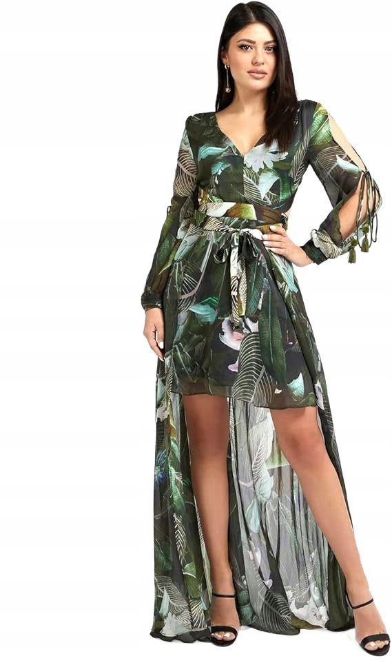 GUESS ZIELONA SUKIENKA PROSTA DAMSKA FALBANA XS 12CA