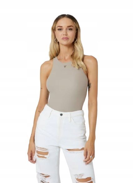 Guess Body Beżowe Gładkie na Ramiączkach Sportowy Styl XS Gna