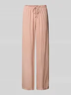 Spodnie damskie - Spodnie materiałowe z szeroką nogawką i tunelem - miniaturka - grafika 1