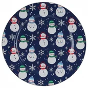 Obrusy i serwetki - Podtalerz świąteczny dekoracyjny / podkładka pod talerz granatowa bałwan 33 cm kod: O-139217-N - miniaturka - grafika 1