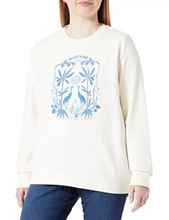 Swetry damskie - MUSTANG Damski sweter z nadrukiem Style Bea C, Whisper White 2013, S - grafika 1