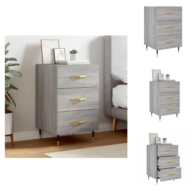 vidaXL Szafka nocna Szara Sonoma 40x40x66 cm Materiał drewnopochodny - Szafki nocne