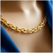 Łańcuszki - POTĘŻNY ZŁOTY MĘSKI ŁAŃCUSZEK SPLOT KRÓLEWSKI 65CM 7MM GRUBY / SOLIDNY 925 - miniaturka - grafika 1