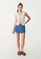 Spódnice - Stradivarius Spódnicospodenki mini z rozcięciami Jasnoniebieski 42 - miniaturka - grafika 1