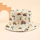 Czapki dla dzieci - TEMU 1-Szt. Uniseks Kapelusz Wiaderkowy dla Dzieci w Wieku 6 Lat, Dwustronny Kapelusz Rybacki z Nadrukami Dinozaurów, Zwierząt, Kosmosu, Pojazdów - miniaturka - grafika 1