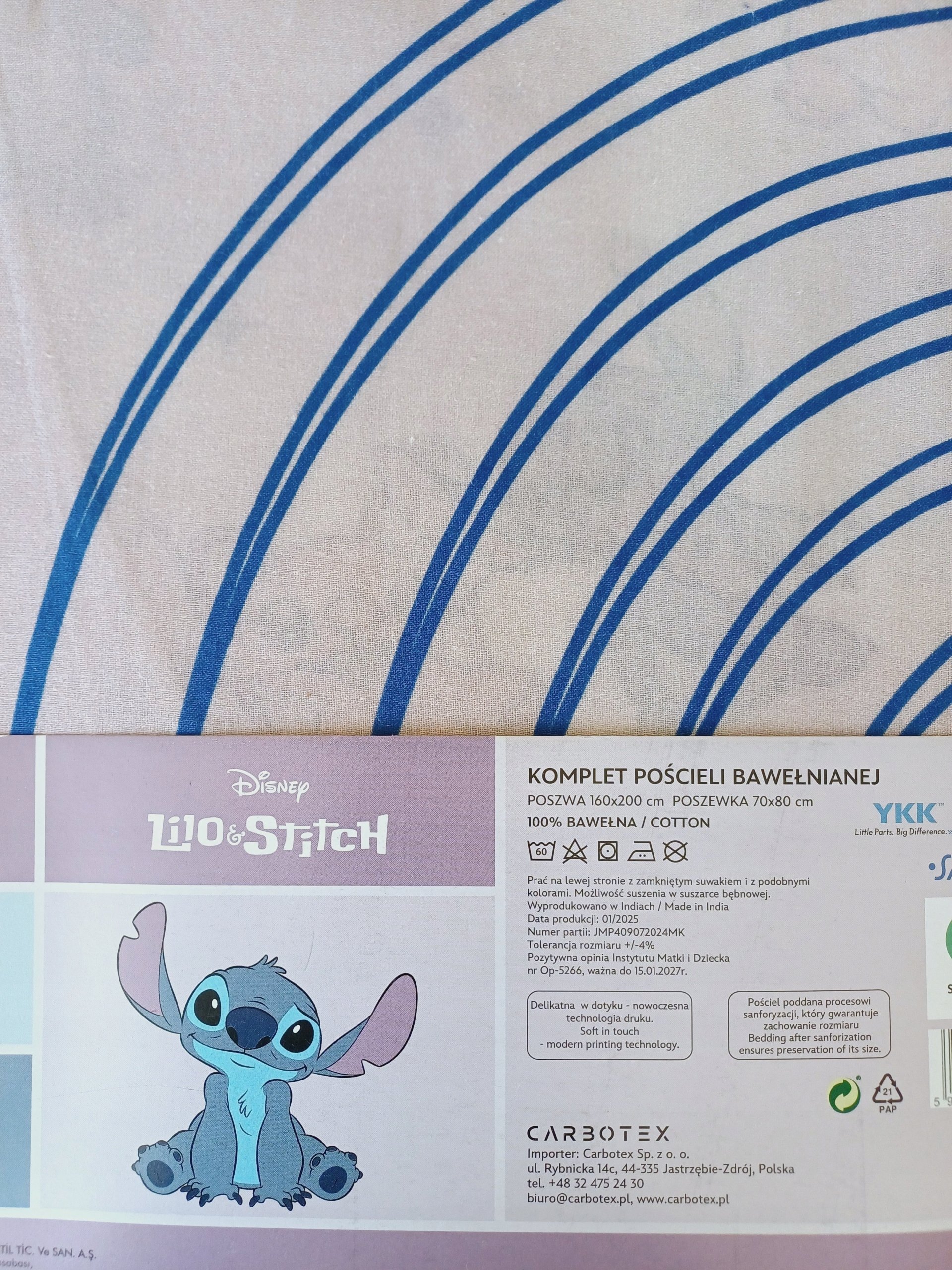 Komplet pościeli Carbotex 160 x 200 cm różowy Stitch