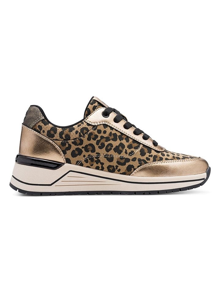 s.Oliver Sneakersy w kolorze złoto-beżowym na koturnie