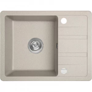 LAVEO SBY 413T STELLA Zlewozmywak granitowy 1 komora z półociekaczem Wymiary: 440x580X150 mm Kolor: beż W zestawie z syfonem Space Saving i korkiem automatycznym - Zlewozmywaki - miniaturka - grafika 1
