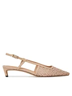 Sandały damskie - Tommy Hilfiger Sandały Mono Squared Toe Kitten Slingb FW0FW08746 Beżowy - miniaturka - grafika 1