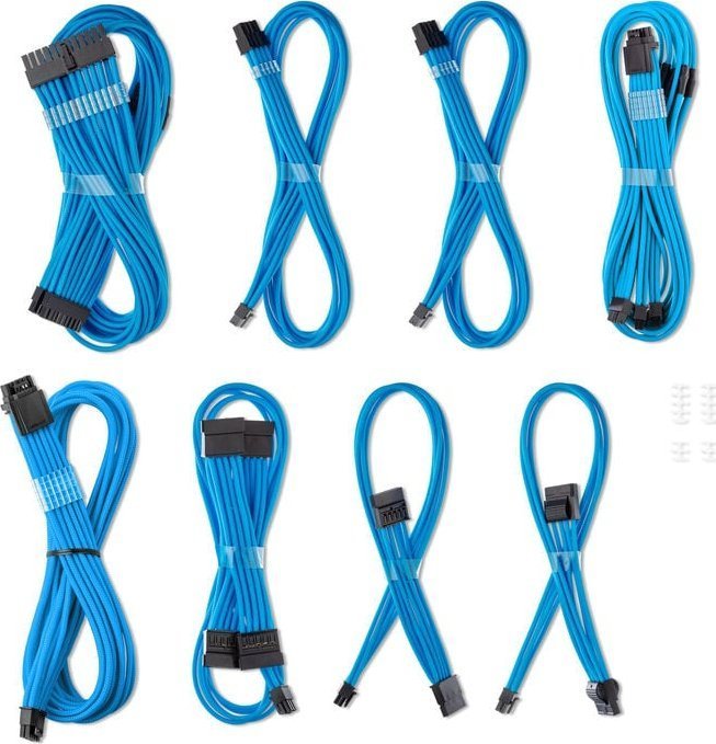 CableMod C-Series Pro ModMesh Sleeved 12V-2x6 12VHPWR Dual StealthSense Cable Kit for Corsair RMi, RMx Black Label - hell blau