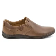 Półbuty męskie - Buty męskie skórzane slip-on wsuwane POLBUT 401 brązowe - Polbut - miniaturka - grafika 1