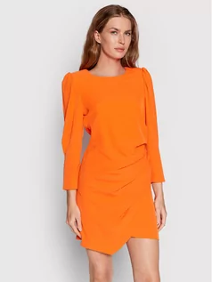 Sukienki - Kontatto Sukienka koktajlowa NO4016 Pomarańczowy Regular Fit - grafika 1