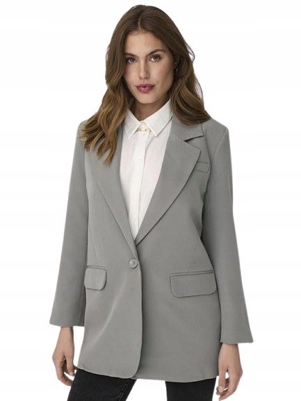 ONLY MARYNARKA JEDNORZĘDOWA SZARA DAMSKA GŁADKA 36 JYB