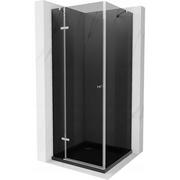 Kabiny prysznicowe - Mexen Roma kabina prysznicowa uchylna 90x90 cm, grafit, chrom + brodzik Flat, czarny - miniaturka - grafika 1