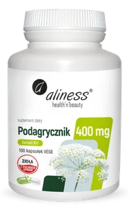 Aliness Podagrycznik Ekstrakt 10:1 400 mg Układ Pokarmowy Metabolizm (100 kaps) VEGE Aliness ALI-174 - Suplementy diety - miniaturka - grafika 1