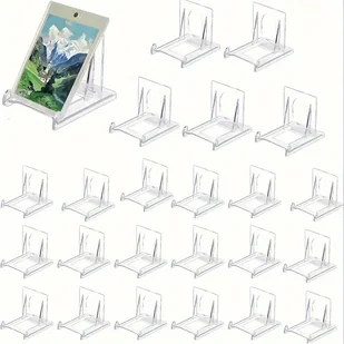 TEMU 24 szt. Regulowane Akrylowe Podstawki Wystawowe - Wielofunkcyjne Stojaki Plastikowe na Zdjęcia, Dekoracyjne Talerze i Elektronikę - Stylowy - Inne - miniaturka - grafika 1