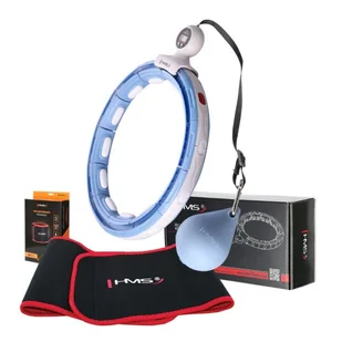 ZESTAW HULA HOP MAGNETYCZNY BLUE HHM15 Z LICZNIKIEM HMS + PAS WYSZCZUPLAJĄCY BR163 RED - Pozostały sprzęt i akcesoria do ćwiczeń - miniaturka - grafika 1