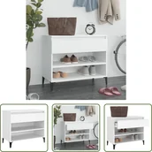 Szafki na buty - The Living Store Stojak na buty Biały 70x36x60 cm Materiał drewnopochodny - miniaturka - grafika 1