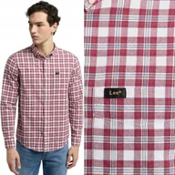 Koszule męskie - Lee BUTTON DOWN Garnet BAWEŁNIANA KOSZULA W KRATKĘ REGULAR FIT S - miniaturka - grafika 1