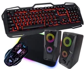 Zestawy myszka + klawiatura - Zestaw Blow klawiatura z podświetleniem LED RED COLD STEEL + mysz + podkładka + głośniki Baila - miniaturka - grafika 1