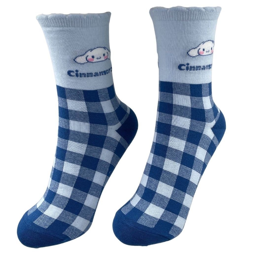 Skarpetki Bawełniane Kratka Cinnamoroll Hello Kitty Damskie 36-40