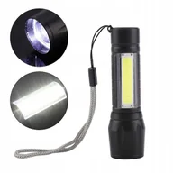 Latarki - Latarka Kieszonkowa LED COB XPE USB Aluminiowa - miniaturka - grafika 1