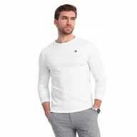Koszulki męskie - Longsleeve męski bawełniany komfortowy biały Ombre V1 OM-LSCL-0102 roz. S - miniaturka - grafika 1
