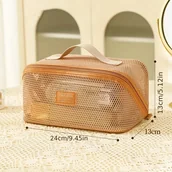 Inne - TEMU 1 Szt. Torba Toaletowa Z Poliestru, Oddychająca Siateczka Z Wieloma Przegródkami, Lekki Pochewka Podróżna, Minimalistyczny Styl, Z Zamkiem - miniaturka - grafika 1