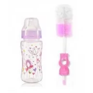 Butelki dla niemowląt - BabyOno 404 Butelka 0m+ 300ml + szczotka różowa-1 szt. - miniaturka - grafika 1