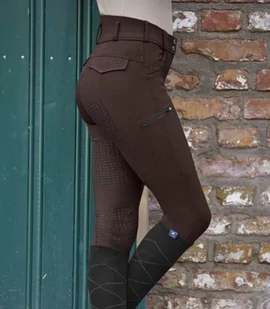 Waldhausen Bryczesy damskie z wysokim stanem Kassandra High Waist ELT - maroon - Bryczesy - miniaturka - grafika 1