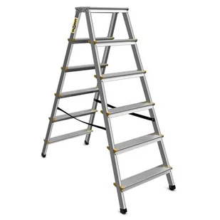 DRABEST Drabina aluminiowa dwustronna certyfikowana 2x6 stopniowa 150 kg - Drabiny - miniaturka - grafika 1
