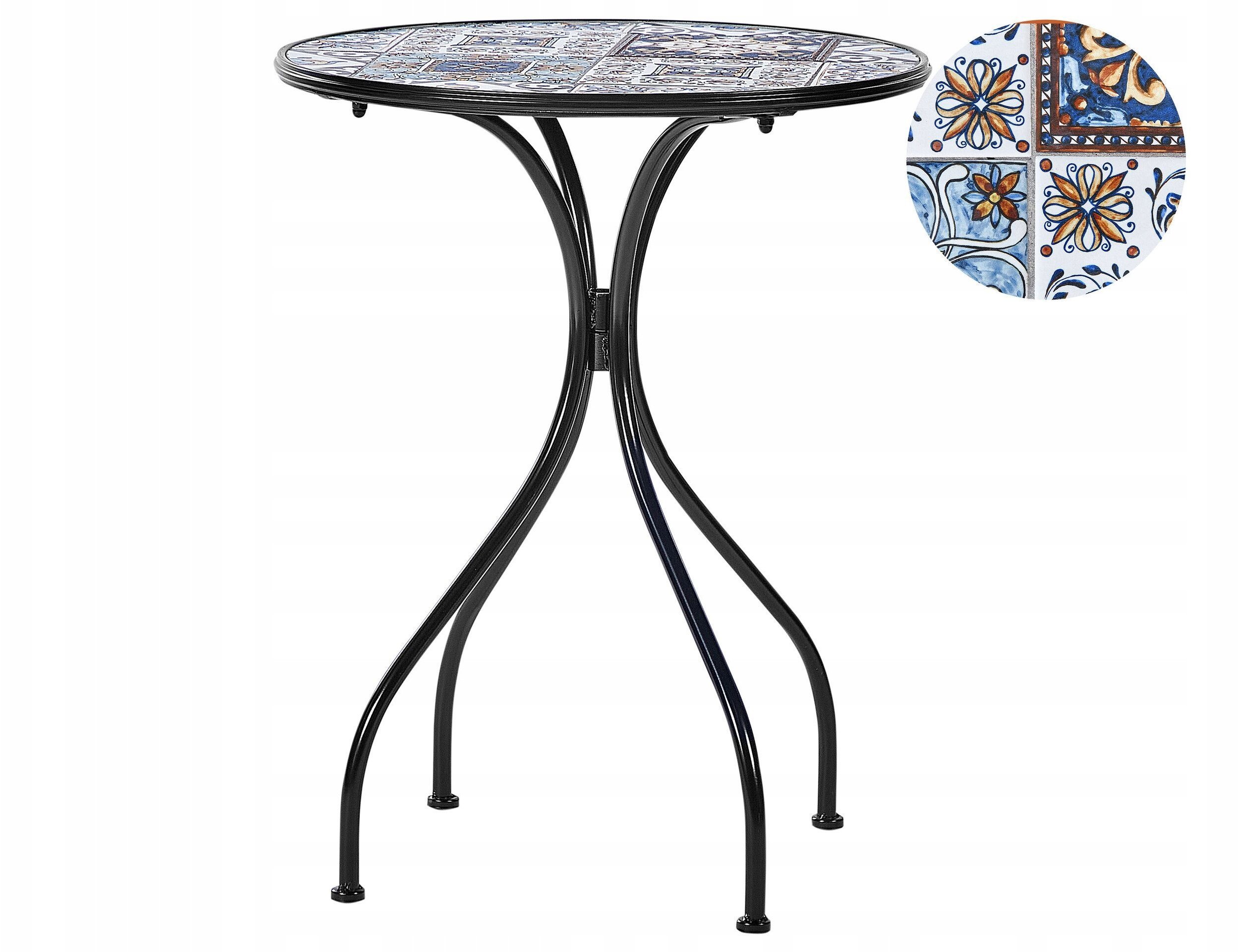 Beliani Stolik ogrodowy metalowy ø 60 cm czarny CIVITA