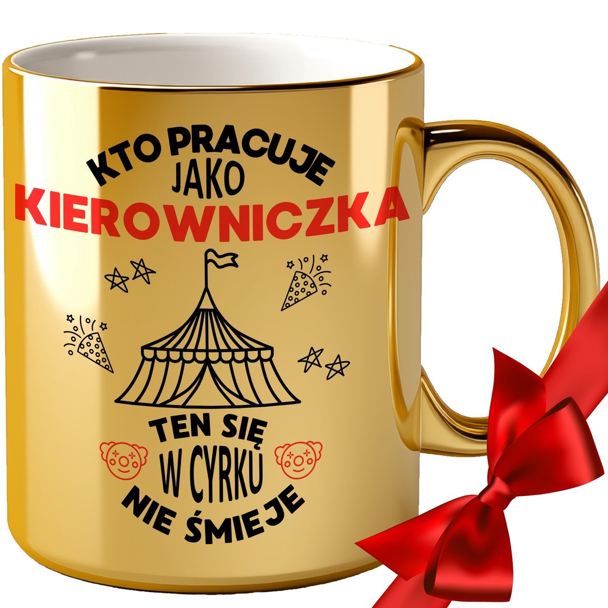 KUBEK DLA KIEROWNICZKI ZŁOTY DO KAWY BIURA NA URODZINY IMIENINY ŚMIESZNY 30