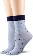 Skarpetki damskie - ESPRIT Small Dots 2-Pack krótkie skarpetki damskie bawełna biały czarny więcej kolorów drobne niskie wzmocnione z fantazyjnym wzorem w kropki zestaw 2 par, Niebieski (Jasny Denim 668), 39-42 EU - miniaturka - grafika 1