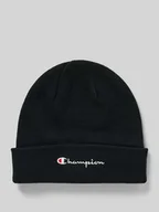 Czapki męskie - Czapka beanie z szerokim brzegiem i wyhaftowanym logo - miniaturka - grafika 1