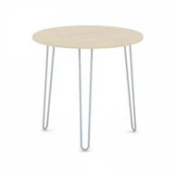 Stoły i stoliki do biura - B2B Partner Okrągły stół konferencyjny SPIDER, średnica 800 mm, szaro-srebrny stelaż, blat naturalny dąb 498042 - miniaturka - grafika 1