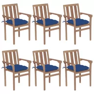 Fotele i krzesła ogrodowe - vidaXL Sztaplowane krzesła ogrodowe z poduszkami, 6 szt., tekowe! 3073431 - miniaturka - grafika 1