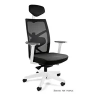 Fotele i krzesła biurowe - Fotel ergonomiczny TUNE Unique biały stelaż Czarny, - miniaturka - grafika 1