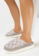 Kapcie damskie - Jasnoszare Kapcie na Niskiej Platformie z Pikowanym Noskiem Lavemese - miniaturka - grafika 1