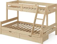 Łóżka dla dzieci i młodzieży - Vitalispa Łóżko piętrowe Everest, 120x200 / 80x200 cm z szufladami, Naturalne drewno - miniaturka - grafika 1