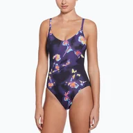 Stroje kąpielowe - Strój pływacki jednoczęściowy damski Nike Floral Blur V-Neck - miniaturka - grafika 1